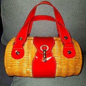 Kate spade wicker and orange bag